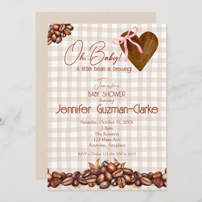 A Little Bean is Brewing Baby Shower Invitation (Front/Back)