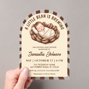 A Little Bean Is Brewing Coffee Baby Shower Acrylic Invitations