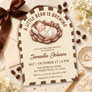 A Little Bean Is Brewing Coffee Baby Shower Invitation