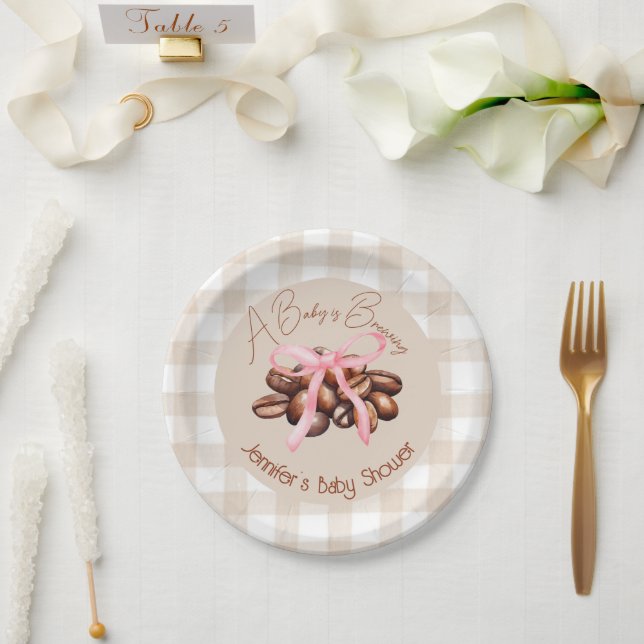 A Little Bean is Brewing  Paper Plate (Wedding)