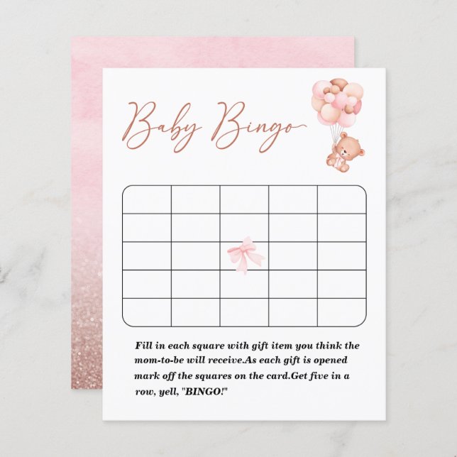 A little bearly baby shower bingo game (Front/Back)