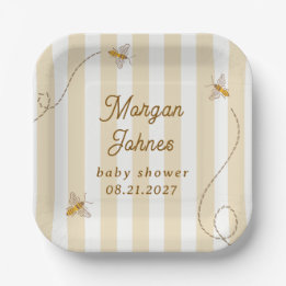 A Little Bee Baby Shower Paper Plate