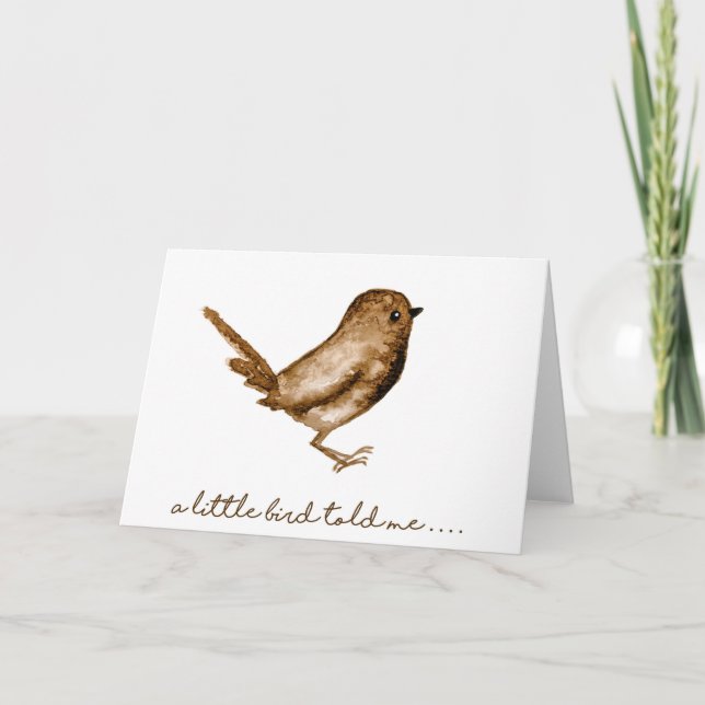 A Little Bird Told Me Watercolor Printed Card (Front)