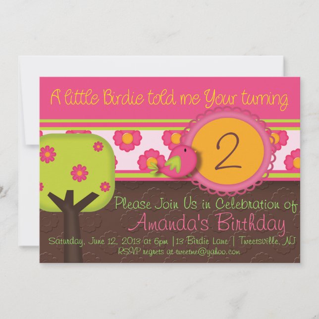 A Little Birdie Invitation (Front)