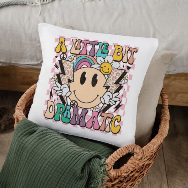 A Little Bit Dramatic Funny Groovy Saying Cushion (Creator Uploaded)