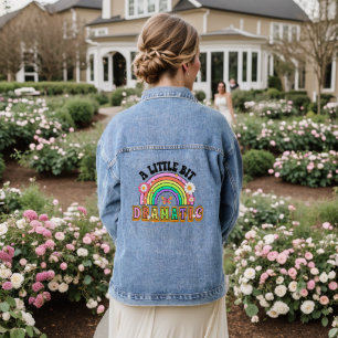 A Little Bit Dramatic Funny Groovy Saying Denim Jacket