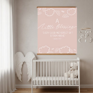 A Little Blessing Nursery James 1:17 Pink Hanging Tapestry