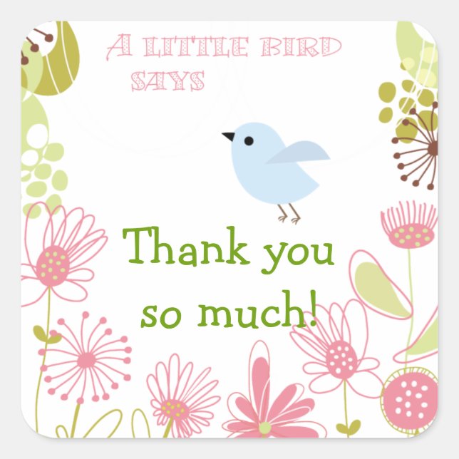 A Little Blue Bird Thank you Stickers (Front)