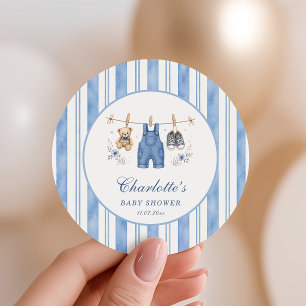 A Little Blue Jean Baby Boy Baby Shower  Classic Round Sticker