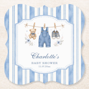 A Little Blue Jean Baby Boy Baby Shower  Paper Coaster