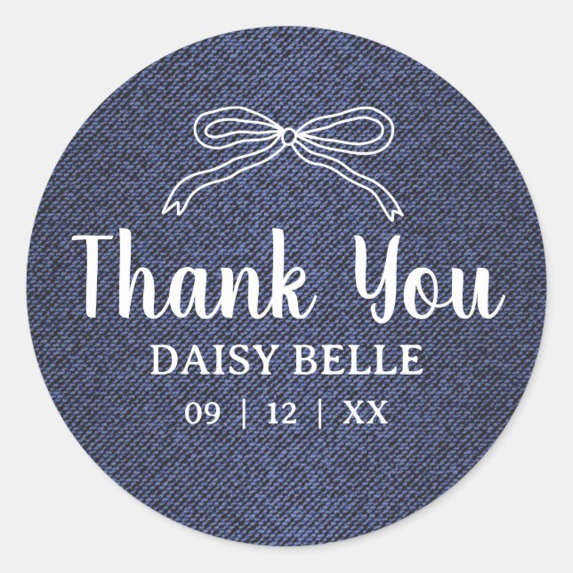 A Little Blue Jean Baby Denim Boy Baby Shower  Classic Round Sticker (Front)