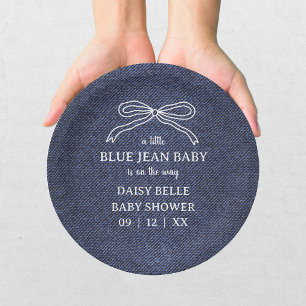 A Little Blue Jean Baby Denim Boy Baby Shower  Paper Plate