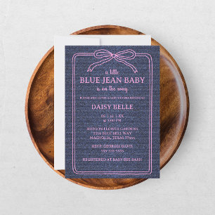 A Little Blue Jean Baby Denim Girl Baby Shower  Announcement