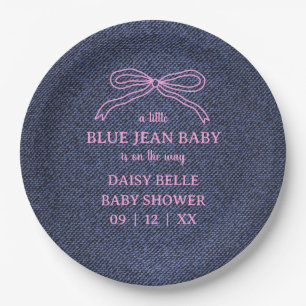 A Little Blue Jean Baby Denim Girl Baby Shower Paper Plate