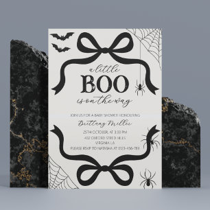A Little Boo Baby Shower Halloween Bow Invitation