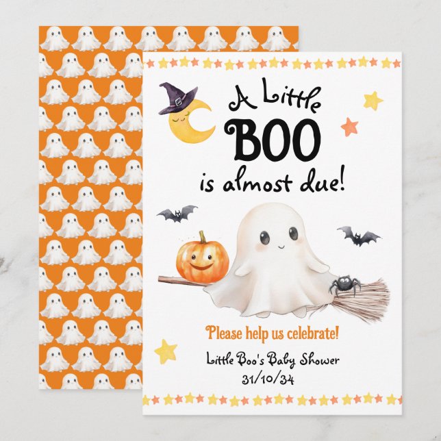A Little Boo Baby Shower Halloween Invitation (Front/Back)