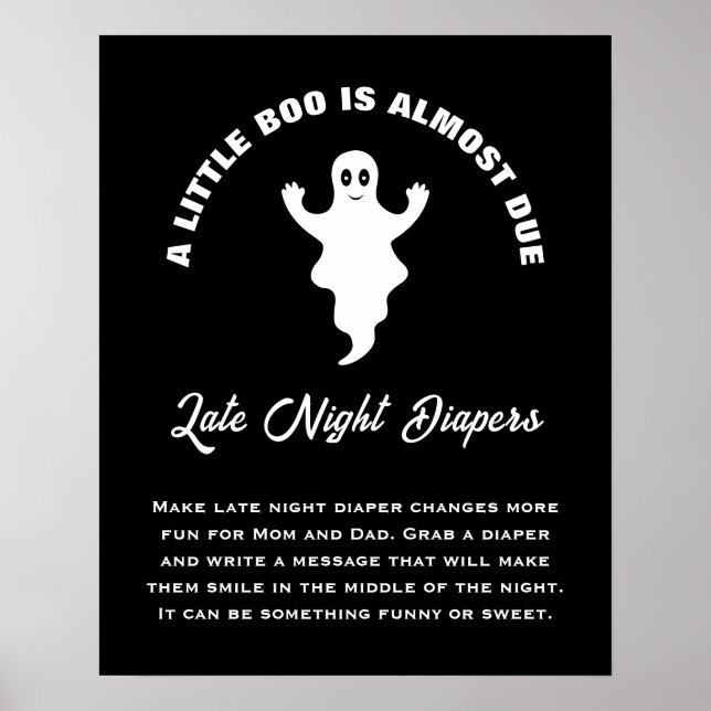 A Little Boo Baby Shower Trendy Late Night Diapers Poster (Front)