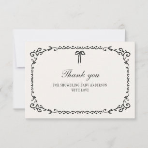 A Little Boo Black Bow Halloween Baby Shower Thank You Card