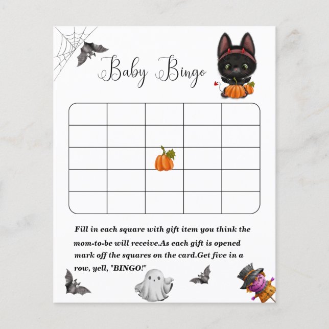 A Little Boo black cat baby shower gamePaper Sheet (Front)