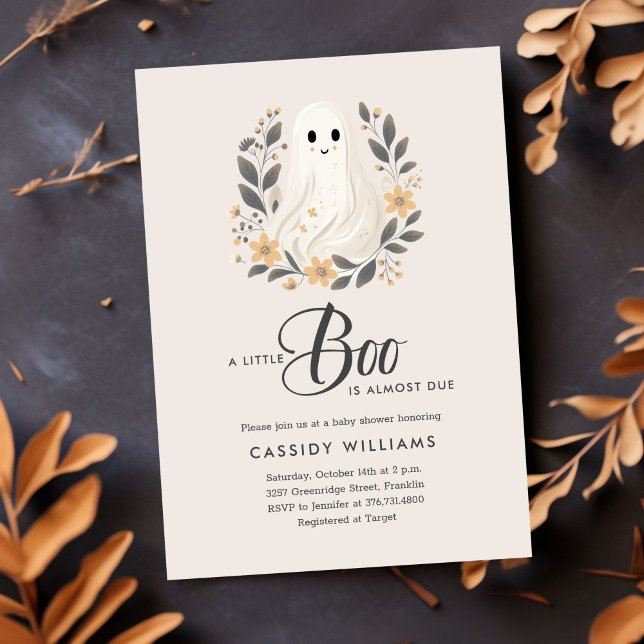 A Little Boo Boho Ghost Halloween Baby Shower  Invitation (Creator Uploaded)