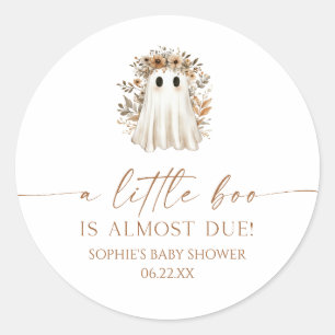 A Little Boo Boho Ghost Wildflower Baby Shower Classic Round Sticker