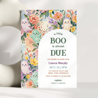 A Little Boo Colourful Floral Halloween Baby Showe Invitation
