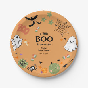 A Little Boo Cute Ghost Halloween Baby Shower Paper Plate