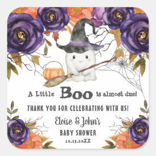 A Little Boo Cute Ghost Halloween Baby Shower Square Sticker
