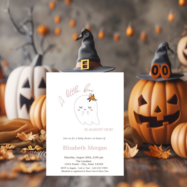 A Little Boo Cute Ghost Striped Halloween  Invitation (Creator Uploaded)