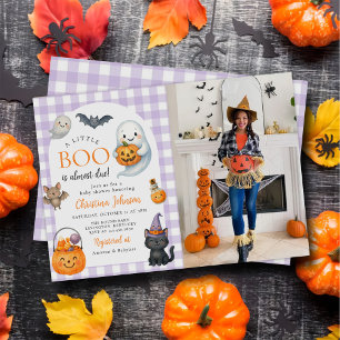 A Little Boo Cute Halloween Baby Shower Photo Invitation