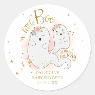 A Little Boo Cute Halloween Girl Baby Shower Classic Round Sticker