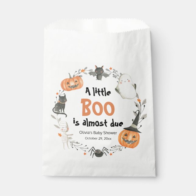 A Little Boo Cute Halloween Pumpkin Baby Shower Favour Bag (Front)
