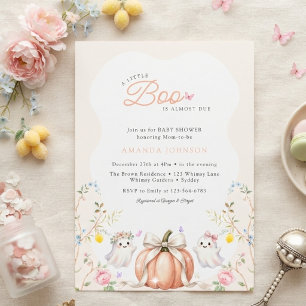 A Little Boo Cute Pink October Baby Shower  Invitation
