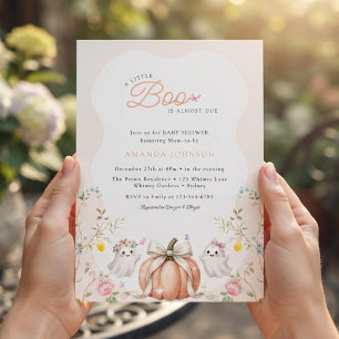 A Little Boo Cute Pink October Baby Shower  Invitation