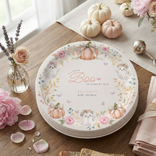 A Little Boo Cute Pink October Baby Shower Paper Plate