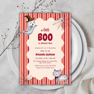 A Little Boo Ghost Cat Fall Autumn Baby Shower Invitation