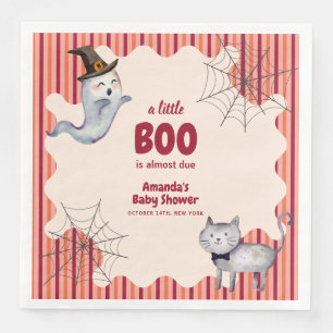 A Little Boo Ghost Cat Fall Autumn Baby Shower Napkin
