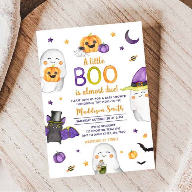 A Little Boo Ghost Halloween Baby Shower Invitation (Halloween Baby Shower Invitation)