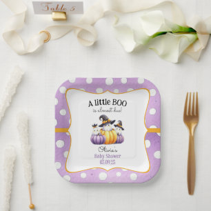 A Little Boo Ghost Halloween Baby Shower Paper Plate