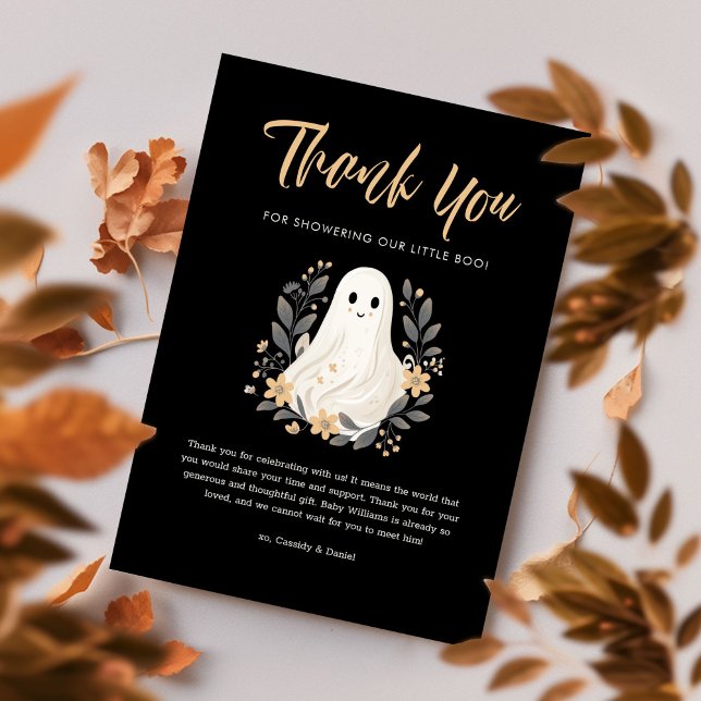 A Little Boo Ghost Halloween Baby Shower Thank You Card (Creator Uploaded)