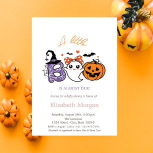 A Little Boo Ghost Stripes Pumpkin Halloween Invitation