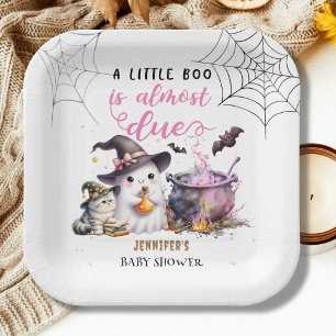 A Little Boo! Girl Pink Halloween Baby Shower  Paper Plate