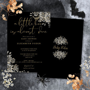 A Little Boo Gothic Floral Halloween Baby Shower Invitation