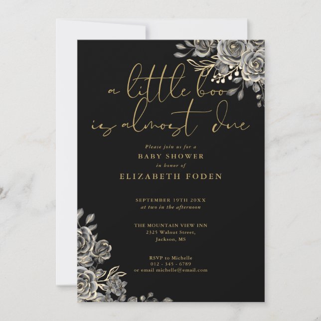 A Little Boo Gothic QR Code All In One Baby Shower Invitation (Front)