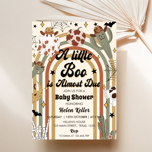 A Little Boo Groovy Cactus Halloween Baby Shower  Invitation (Creator Uploaded)