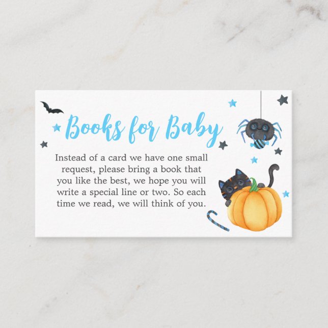 A Little Boo Halloween Baby Shower Books for Baby Enclosure Card (Front)