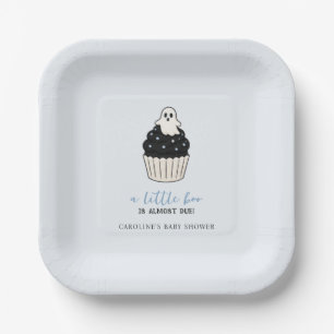 A Little Boo Halloween Baby Shower Cute Ghost Blue Paper Plate