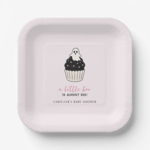 A Little Boo Halloween Baby Shower Cute Ghost Pink Paper Plate