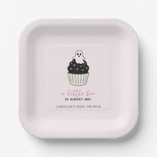 A Little Boo Halloween Baby Shower Cute Ghost Pink Paper Plate