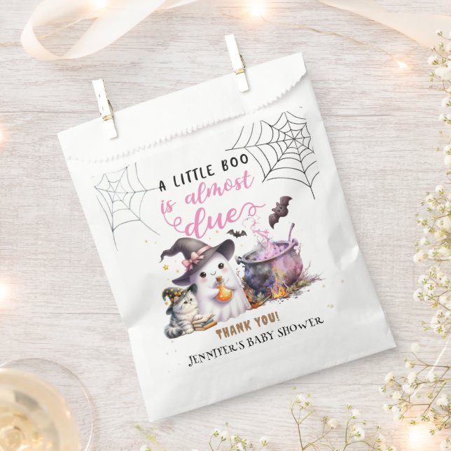 A Little Boo! Halloween Baby Shower Girl Pink Favour Bag (Clipped)